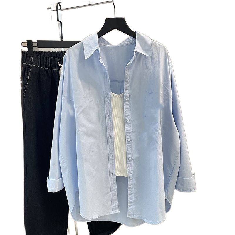 Ženska košulja-blejzer od mješavine Tencel-pamuka, bez peglanja, zaštita od sunca, proljeće-jesen, korejski stil, udoban široki kroj, dugi rukav, za vanjsku upotrebu