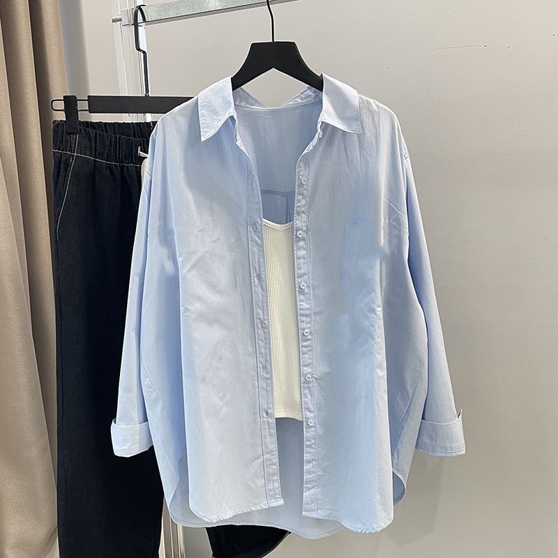 Ženska košulja-blejzer od mješavine Tencel-pamuka, bez peglanja, zaštita od sunca, proljeće-jesen, korejski stil, udoban široki kroj, dugi rukav, za vanjsku upotrebu