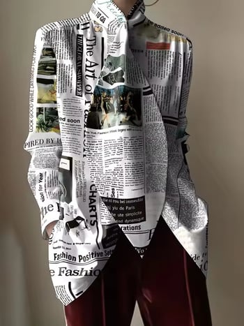 Ženska košulja s dugim rukavima, stojeći ovratnik i traka, elegantan gradski stil