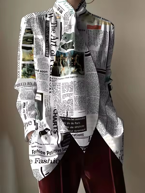 Ženska košulja s dugim rukavima, stojeći ovratnik i traka, elegantan gradski stil
