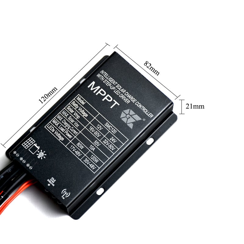 SMC120 регулатор за повишаване на напрежението за улично осветление MPPT, 12A/120W, 98% КПД
