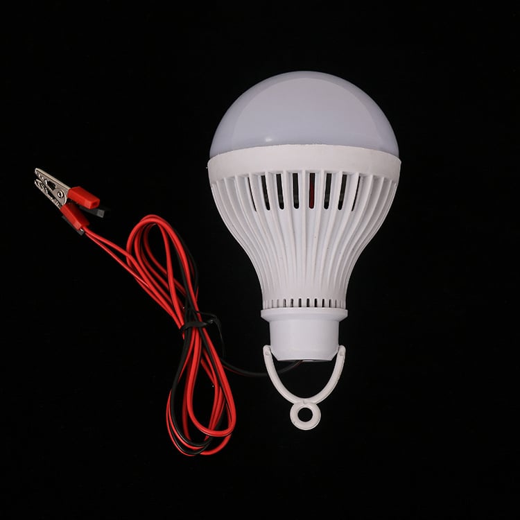 LED крушка за щанд на нощен пазар, висока яркост, аварийна 12V постоянен ток, крокодилска щипка с кабел
