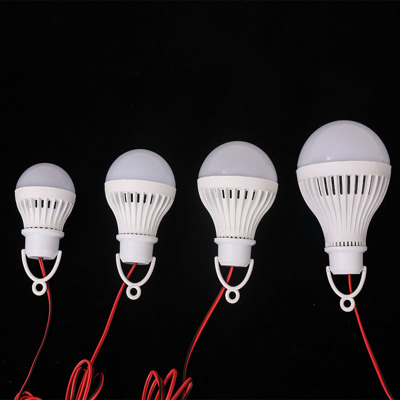 LED крушка за щанд на нощен пазар, висока яркост, аварийна 12V постоянен ток, крокодилска щипка с кабел