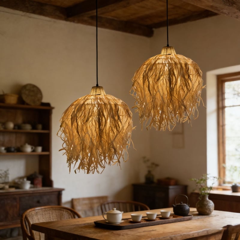 Αμπαζούρ από ραφία σε στυλ Wabi-Sabi, χειροποίητος, φουσκωτός σφαιρικός σχεδιασμός, διακοσμητικό για ξενώνα, καθιστικό και υπνοδωμάτιο, ζεν ατμόσφαιρα