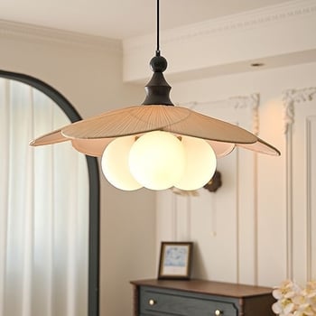 Závesný jedálenský luster so skleneným tienidlom, stredoveký štýl, francúzske retro wabi-sabi, LED