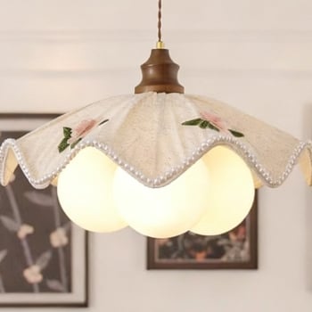 Závesný jedálenský luster so skleneným tienidlom, stredoveký štýl, francúzske retro wabi-sabi, LED