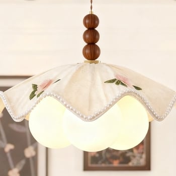Závesný jedálenský luster so skleneným tienidlom, stredoveký štýl, francúzske retro wabi-sabi, LED