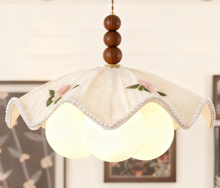 Závesný jedálenský luster so skleneným tienidlom, stredoveký štýl, francúzske retro wabi-sabi, LED
