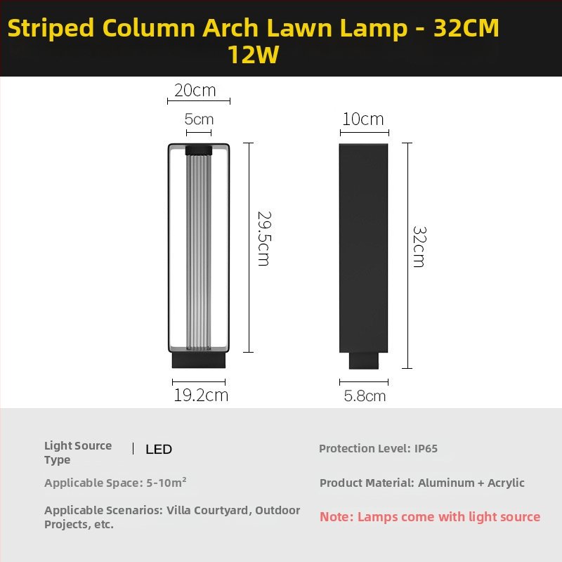 Lampa dvora z hliníka odliata, obdĺžniková vonkajšia lampa na trávnik, dĺžka 1 m, IP65