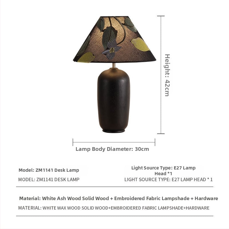 Francúzska retro stolná lampa do spálne, masívne drevo, americký stredoveký štýl, látkové tienidlo, do študovne.