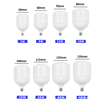LED крушка E27, енергоспестяваща, бяла светлина, диамантен стил, висока мощност, алуминиево тяло с пластмасово покритие