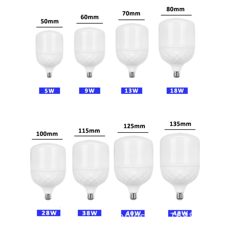 LED крушка E27, енергоспестяваща, бяла светлина, диамантен стил, висока мощност, алуминиево тяло с пластмасово покритие