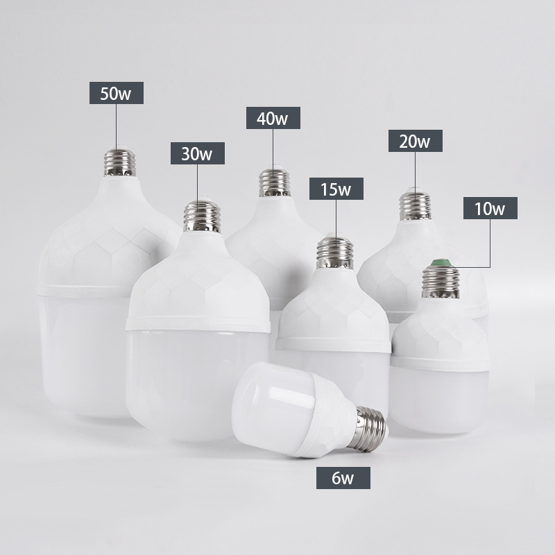 LED крушка E27, енергоспестяваща, бяла светлина, диамантен стил, висока мощност, алуминиево тяло с пластмасово покритие