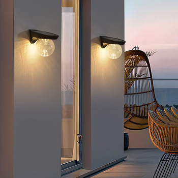 Solarna zidna svjetiljka za vanjsku upotrebu, sferična LED rasvjeta za vrt i balkon, IP65, 7W