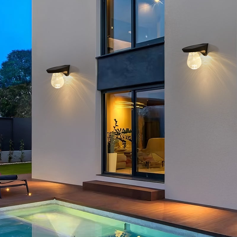 Solarna zidna svjetiljka za vanjsku upotrebu, sferična LED rasvjeta za vrt i balkon, IP65, 7W