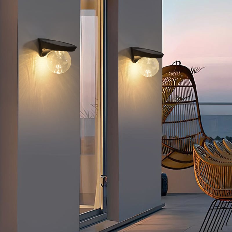 Solarna zidna svjetiljka za vanjsku upotrebu, sferična LED rasvjeta za vrt i balkon, IP65, 7W