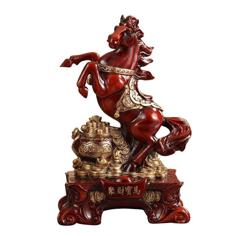 Ručno obojena figura konja od smole za Feng Shui bogatstvo – dekor za dom i ured