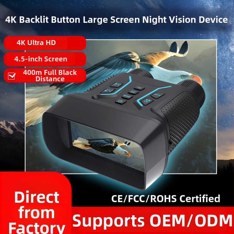 Binokularno noćno vida uređaj s velikim zaslonom od 4,5 inča, digitalni infracrveni teleskop, 4K HD, kamera u boji