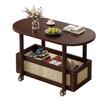 Masă de cafea mică pentru living, mobilă, cu spațiu de depozitare și dulap lateral pentru canapea; lux subtil, design modern
