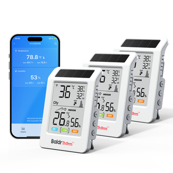 Măsurător Wi‑Fi de temperatură și umiditate, alimentat cu energie solară, pentru casă, laborator, seră și exterior
