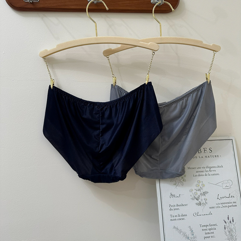 Ženske gaćice bikini s bezšivom čipkom, srednji struk, dvobojne