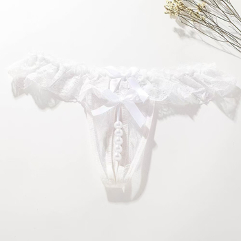 Seksi tanga s otvorom, čipka, mrežasti materijal, perle za masažu