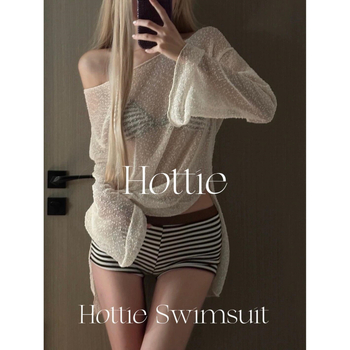 Seksi bikini s prugama, halter bikini, trodjelni set s pokrovom za plažu