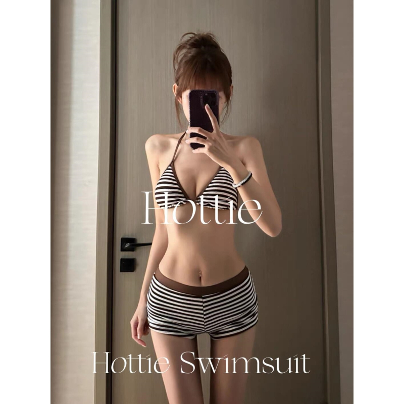 Seksi bikini s prugama, halter bikini, trodjelni set s pokrovom za plažu