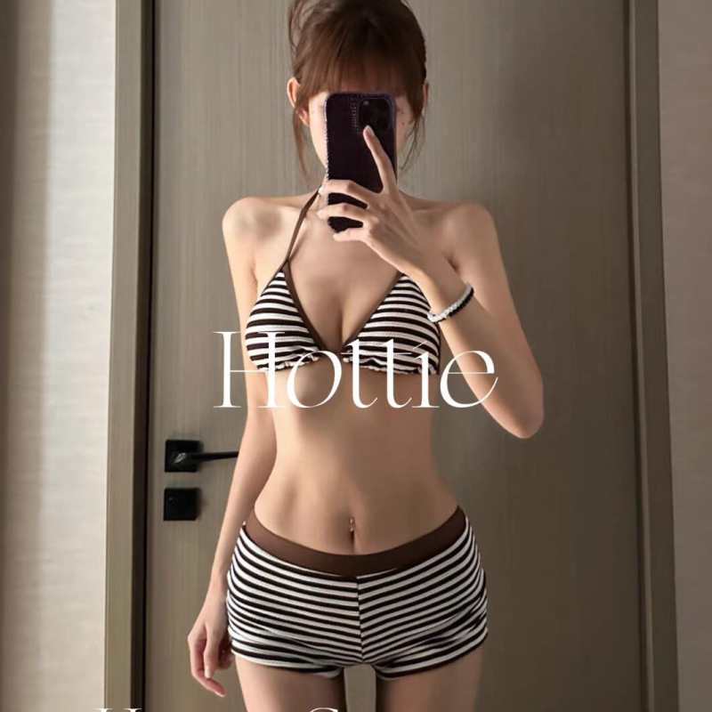 Seksi bikini s prugama, halter bikini, trodjelni set s pokrovom za plažu
