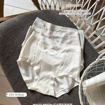 Ženske gaćice s visokim strukom od Lyocell Silk, antibakterijske, čipka, lagana kontrola trbuha