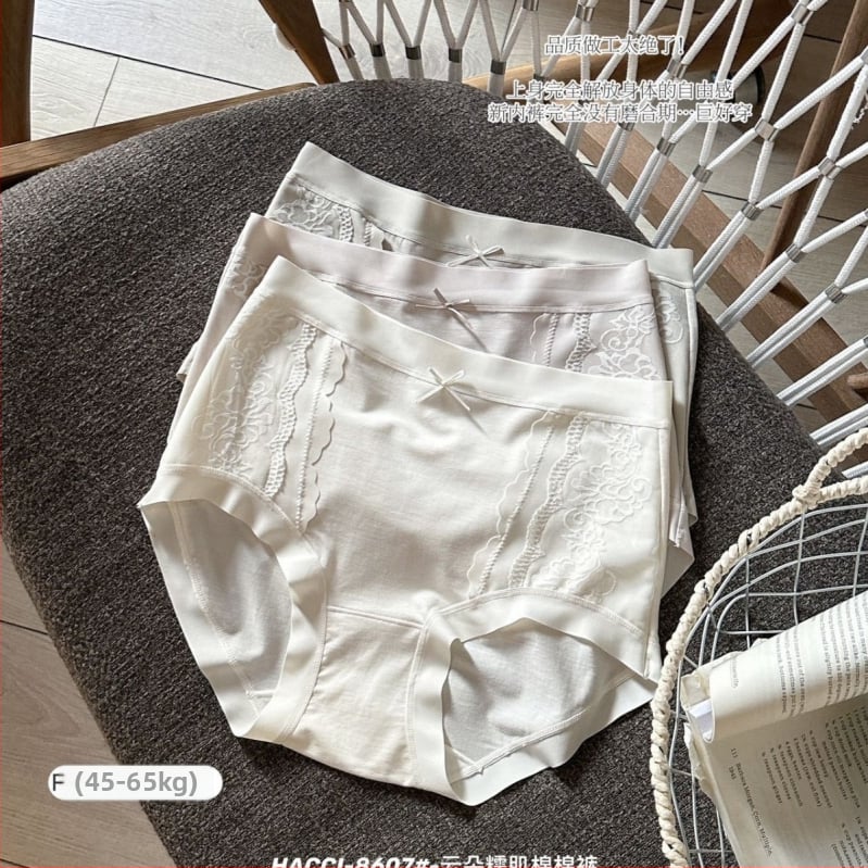 Ženske gaćice s visokim strukom od Lyocell Silk, antibakterijske, čipka, lagana kontrola trbuha