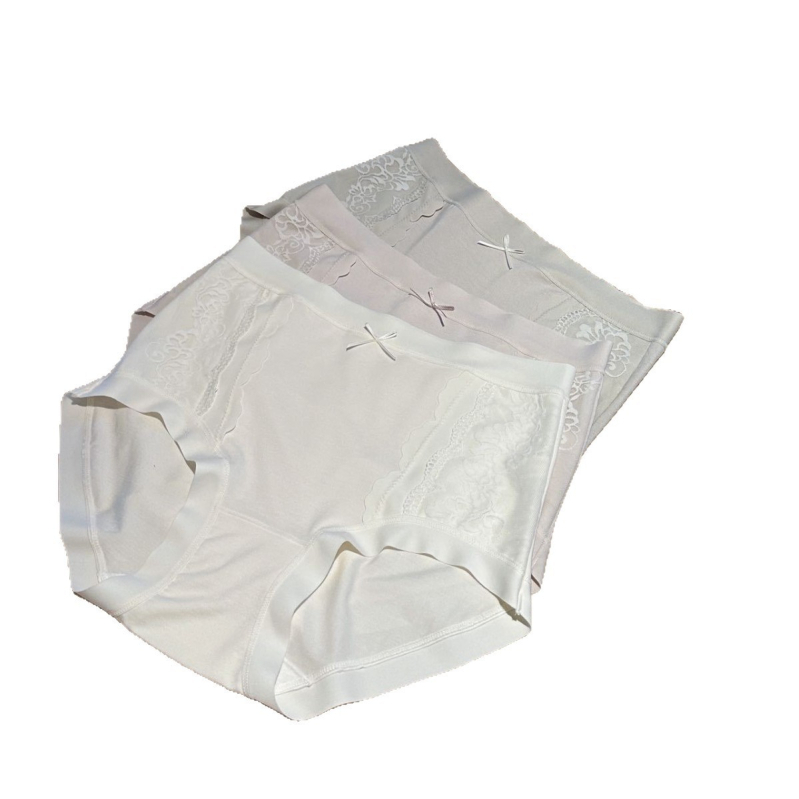 Ženske gaćice s visokim strukom od Lyocell Silk, antibakterijske, čipka, lagana kontrola trbuha