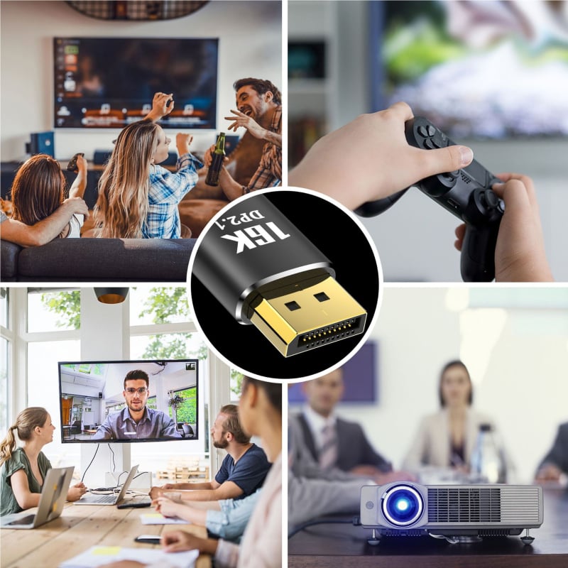 DP 2.1 гейминг DisplayPort кабел - 16K@60Hz, 8K@240Hz, 80Gbps, 360Hz висока честота на опресняване