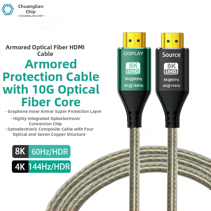 Pancierovaný HDMI 2.1 predlžovací kábel, samec-samec, 8K60Hz pre počítačový monitor