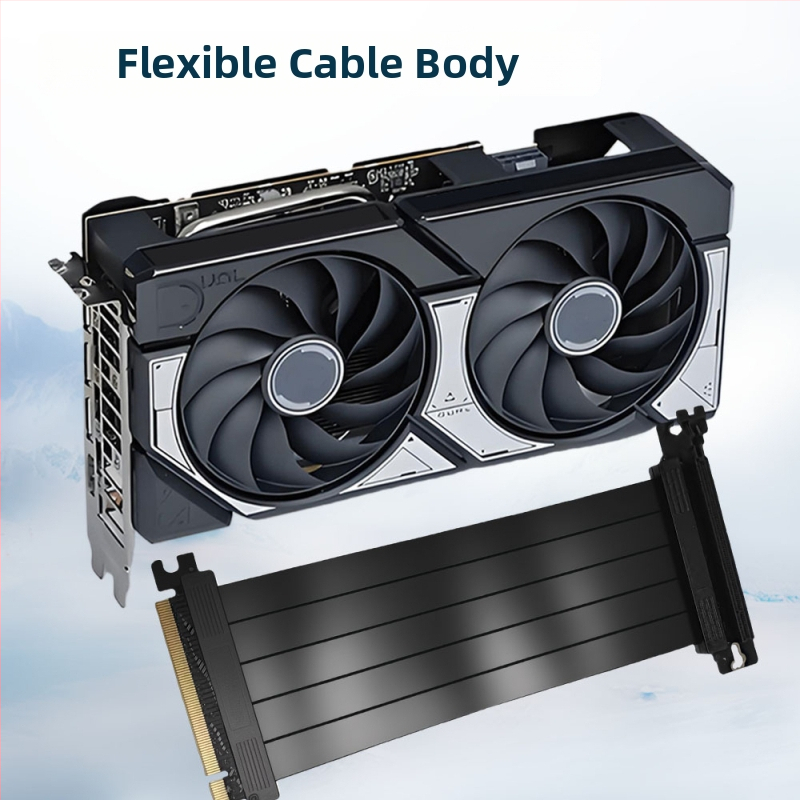 Kábel na predĺženie grafickej karty PCIe 3.0 x16, adaptér do ATX skrinky, 90° pravý uhol, zvislý, 20 cm