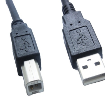 Черен USB кабел за принтер, изцяло меден, USB Type-B квадратен порт, дължина 1.5 м
