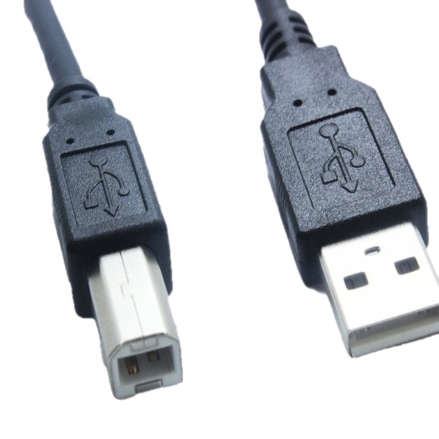 Черен USB кабел за принтер, изцяло меден, USB Type-B квадратен порт, дължина 1.5 м