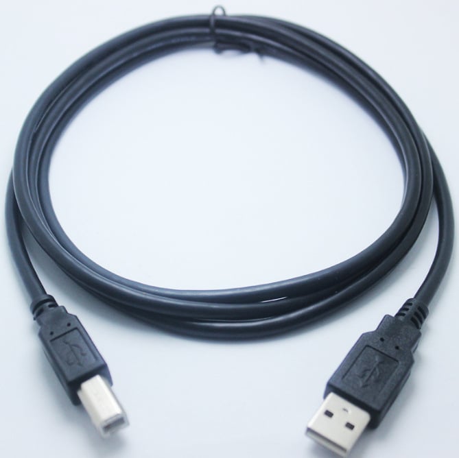 Черен USB кабел за принтер, изцяло меден, USB Type-B квадратен порт, дължина 1.5 м