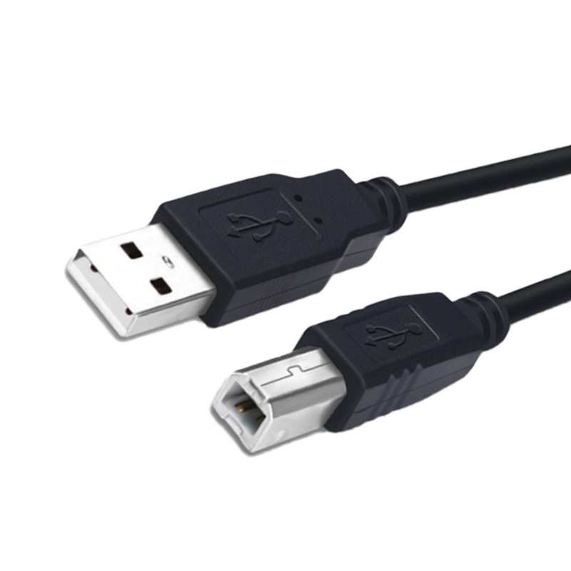 USB 2.0 кабел за принтер, черен, квадратен порт, кабел за данни на принтера, за компютър, A/B конектори, дължина 1.5 m / 3 m / 5 m