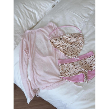 2026 Nova seksi leopard uzorka bikini set, trodjelni s dugim rukavima, za otoke i spa