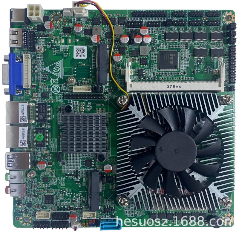 Heshuo HS77 HM65 Μίνι-ITX βιομηχανική μητρική κάρτα με διπλές θύρες δικτύου, έξι σειριακές θύρες RS-485 και δέκα θύρες USB για POS