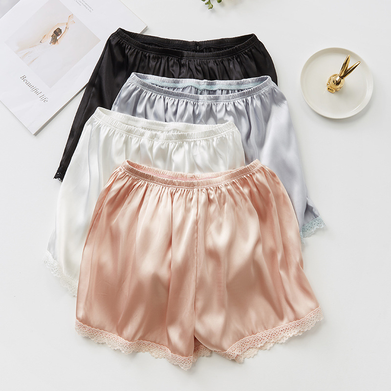 Pantaloni capri din dantelă pentru femei, protecție împotriva transparenței, materiale subțiri de vară, satin imitatie, croială lejeră, pentru purtare în exterior