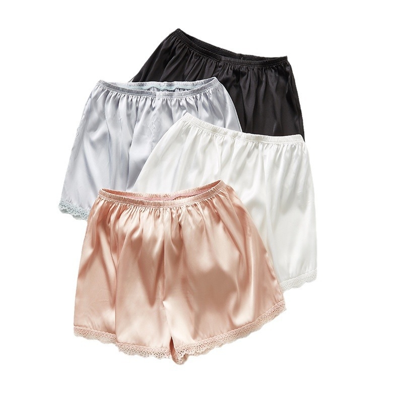Pantaloni capri din dantelă pentru femei, protecție împotriva transparenței, materiale subțiri de vară, satin imitatie, croială lejeră, pentru purtare în exterior