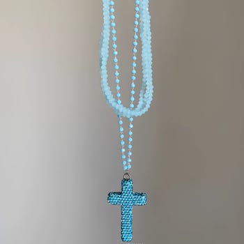Ogrlica od perli s križnim privjeskom, lanac za ključnu kost, personalizirani modni dodatak