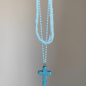 Ogrlica od perli s križnim privjeskom, lanac za ključnu kost, personalizirani modni dodatak