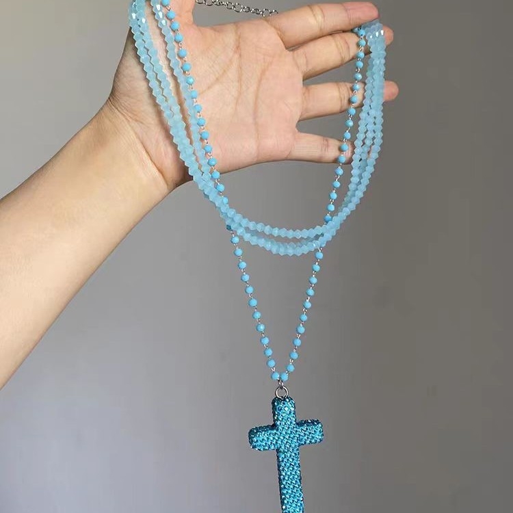 Ogrlica od perli s križnim privjeskom, lanac za ključnu kost, personalizirani modni dodatak
