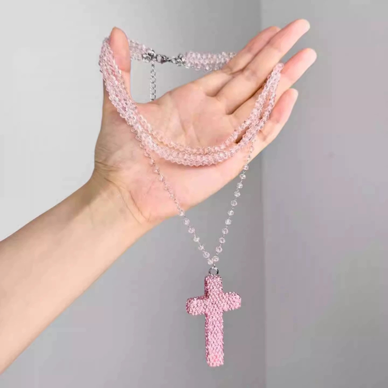 Ogrlica od perli s križnim privjeskom, lanac za ključnu kost, personalizirani modni dodatak