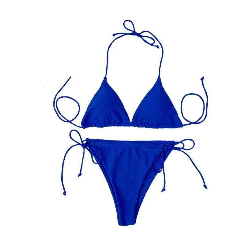 Бикини Klein blue с халтер-горнище и покривало с копчета, къс ръкав за плажен отпуск