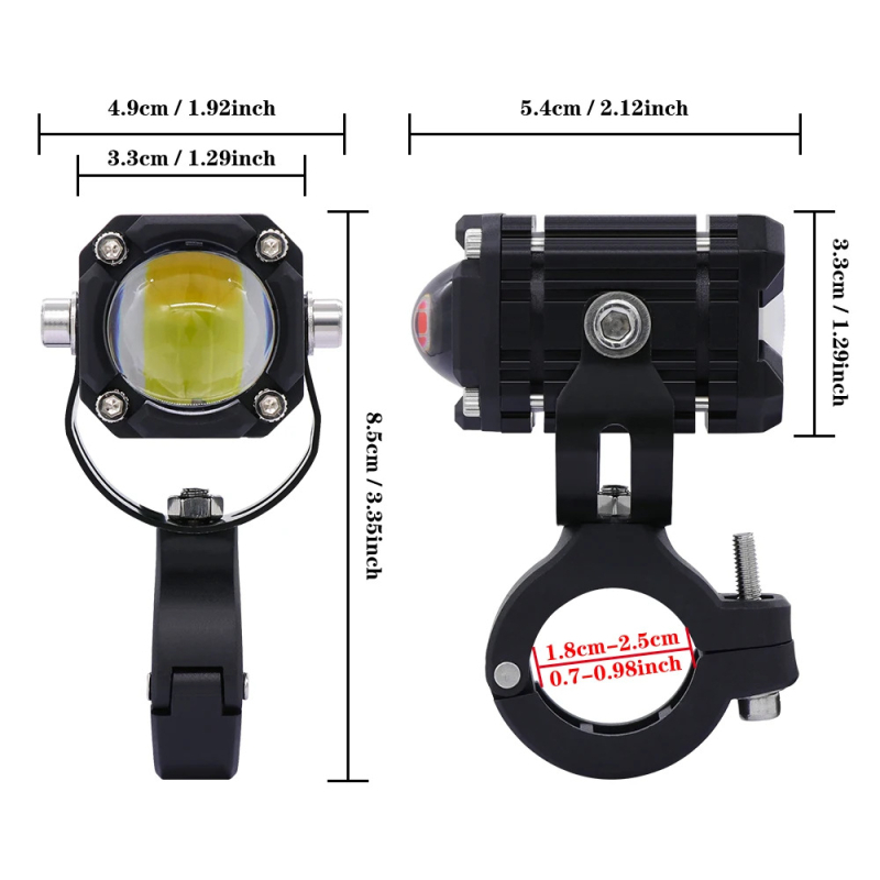 Motorkerékpár Demon Eye LED spot, integrált magas és alacsony fényerővel, külső rögzítés