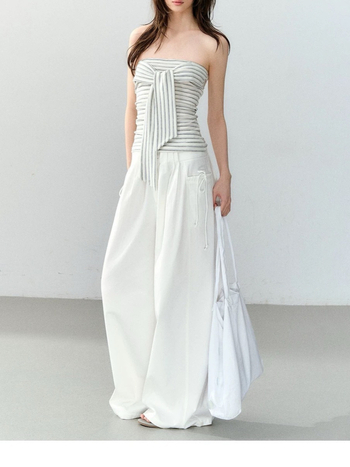 Soote Season Original Korejski stil Lyocell prugasti dvodijelni set s tube topom